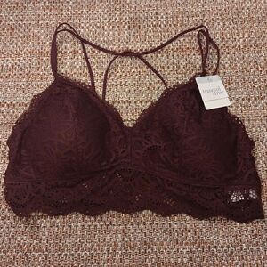 New T&T Double Strap Lace Bralette‎ Burgundy Size 3X New With Tags